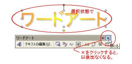 [～Word2003]ツールバー右端の[×]をクリックすると以後自動的に出なくなる